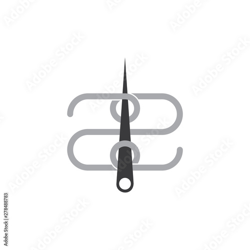 number 2 linked thread needle symbol logo vector