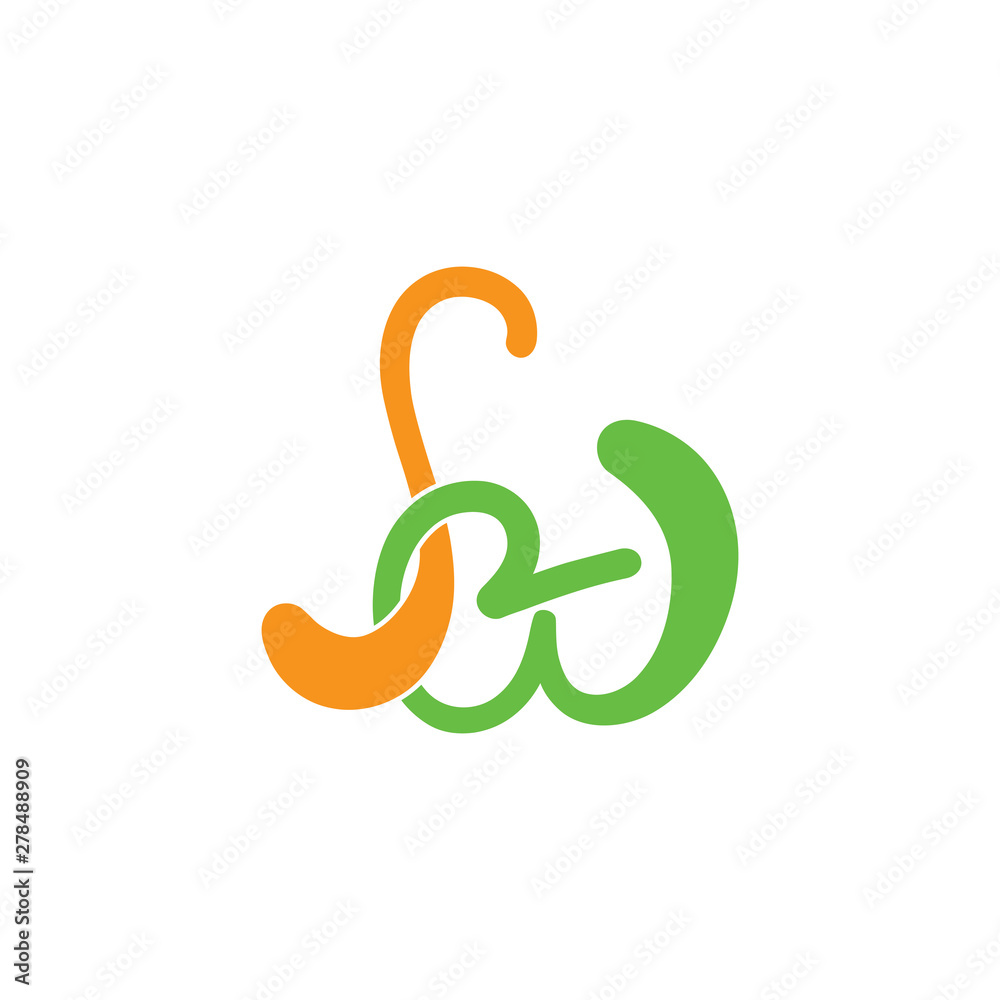 letter sw linked curves design logo vector letter sw linked curves design logo vector