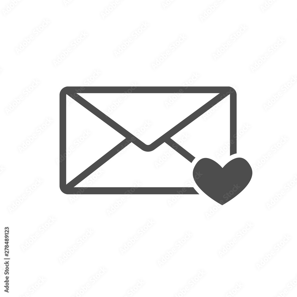 Love letter with heart, vector image Love letter with heart, vector image