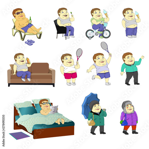 Set -a fat man in different situations