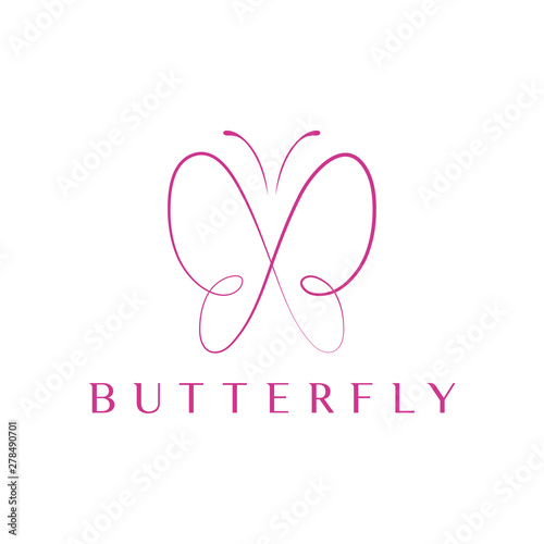 Simple elegant monoline butterfly logo design.