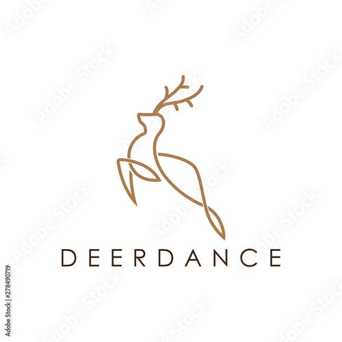 Simple elegant monoline deer logo design.