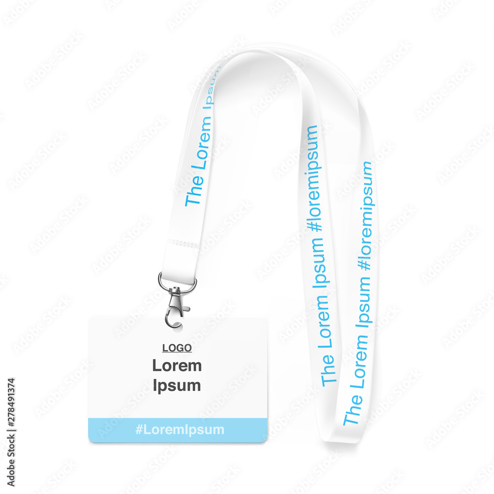 Lanyard with id card. Vector illustration isolated on white background ...