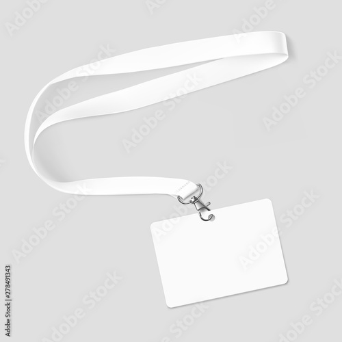 Lanyard with id card. Vector illustration isolated on white background. Ready template to use for for presentations, conferences, design. EPS10.	