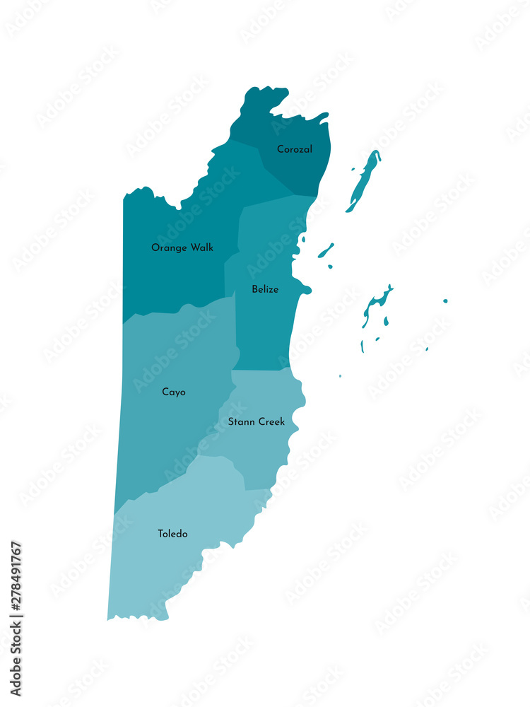 Vector isolated illustration of simplified administrative map of Belize ...