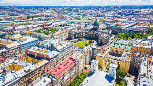 Fototapeta Naklejka Na Ścianę i Meble -  Aerial Panorama of Sankt-Petersburg, Russia. Drone view from the air 