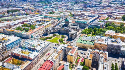 Panorama of Sankt-Petersburg. View of the Peter and Paul Fortress. St. Petersburg from the air. Saint Petersburg, Russia.