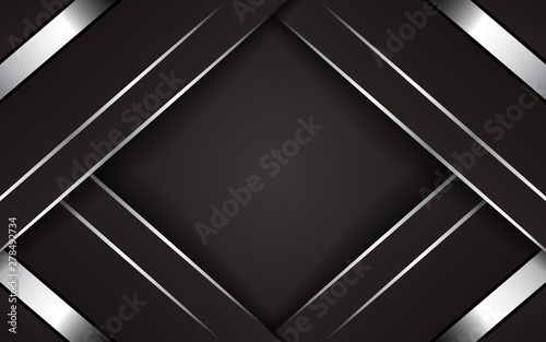 Dark abstract modern background texture. Overlap layers 3d effect with metallic silver light decoration