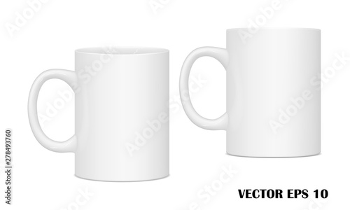 Vector realistic image (layout, mockup) mug(cup) for drinks from different points of view. EPS 10.
