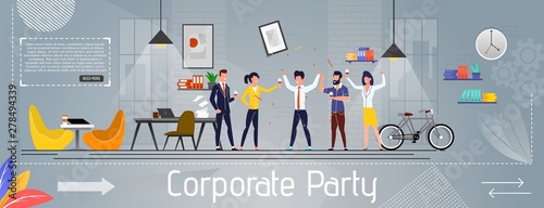 Corporate Party and Happy Business Team Banner