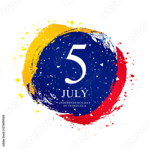 Venezuelan flag in the shape of a circle. July 5 - Independence Day of Venezuela.