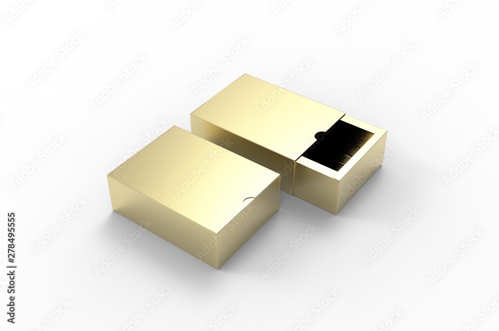 Blank sliding drawer box with thumb cut for branding presentation. 3d render illustration.