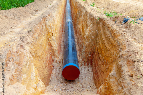 Gas pipeline is installed under the ground.