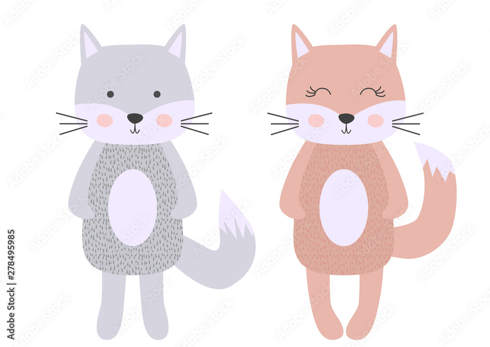 Obraz premium Cute cartoon cat boy in scandinavian style. Childish print for nursery, kids apparel,poster, postcard.