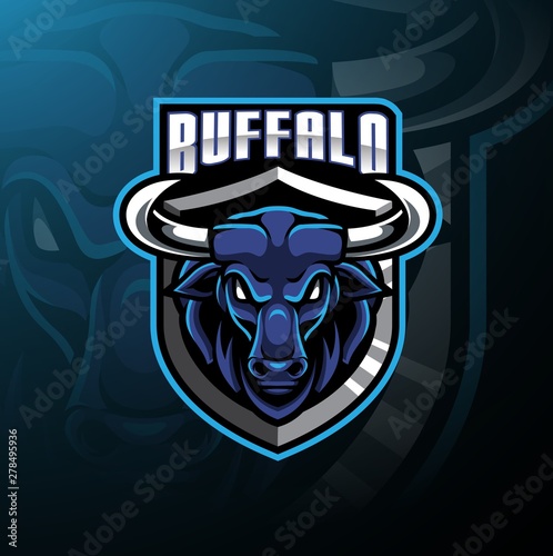 Buffalo head mascot logo design