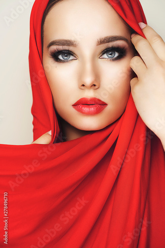 Arabic woman with red lips