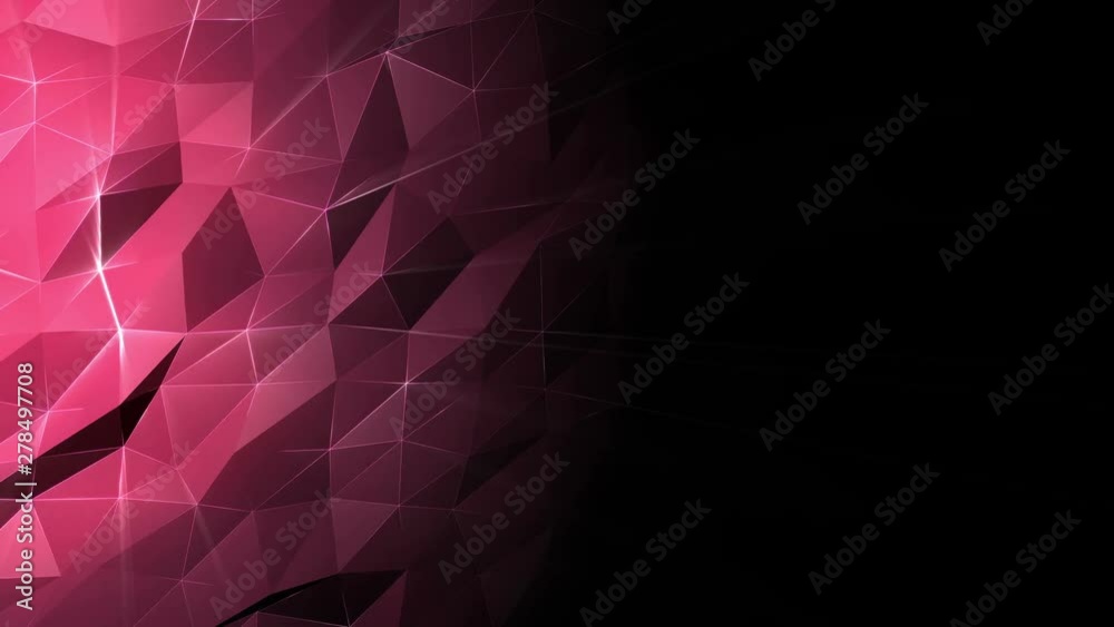 Abstract cg low polygonal red surface. Geometric triangular lines. 4k motion technology background. Triangle segments. Luxury backdrop. Neon wireframe lines