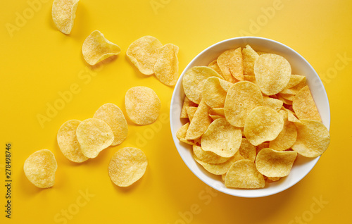 Close-Up Of Potato Chips or Crisps In Bowl