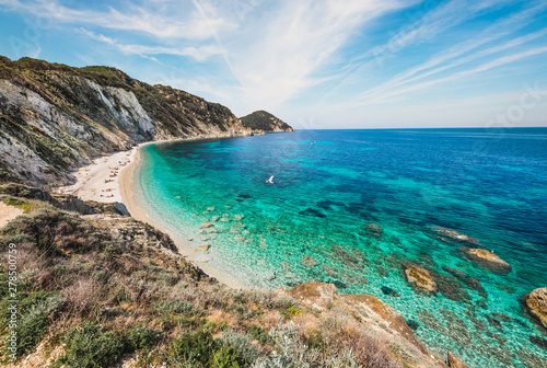 Elba Italy panoramic view of beautiful beach, called Sansone, Tuscany. photo