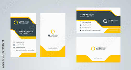 Double-sided creative business card template. Portrait and landscape orientation. Horizontal and vertical layout. Vector illustration