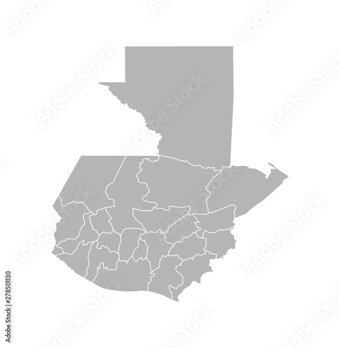 Vector isolated illustration of simplified administrative map of Guatemala. Borders of the departments (regions). Grey silhouettes. White outline photo