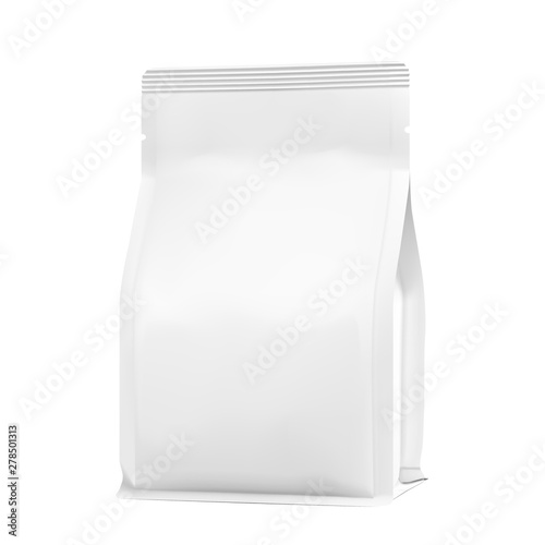 Bag mockup. Vector illustration isolated on white background.  High realistic detail. Ready for your design. Suite for the presentation of coffee, food, for pets, household, etc.