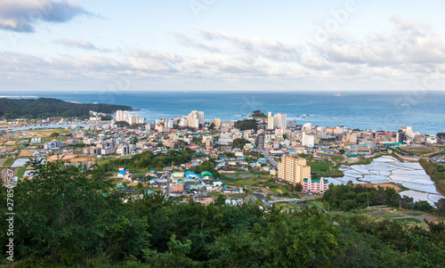 Panorama of Landscape, City Skyline and coastline of Seosaeng. Ulju County, Ulsan, South Korea, Asia. © unununius