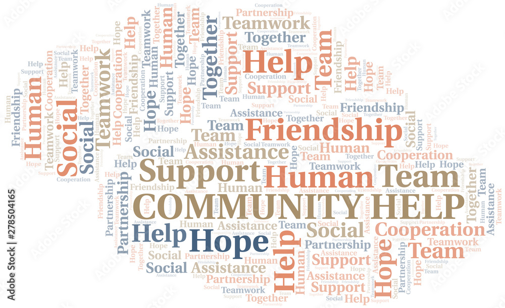 Community Help word cloud. Vector made with text only. Community Help word cloud. Vector made with text only.