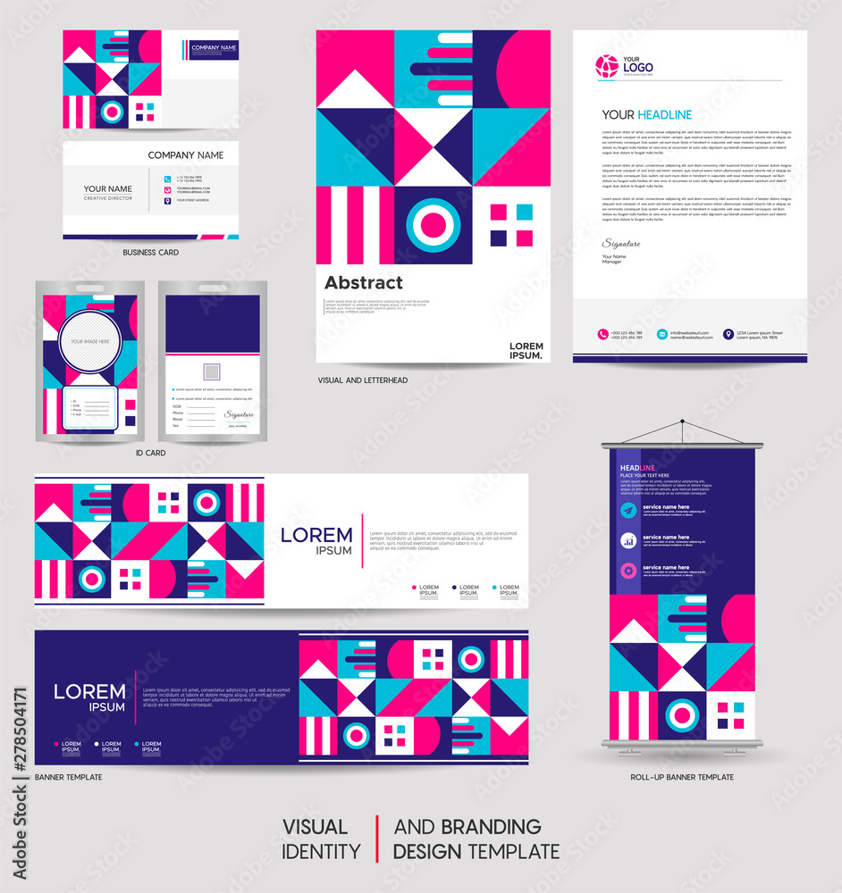 Modern stationery mock up and visual brand identity set