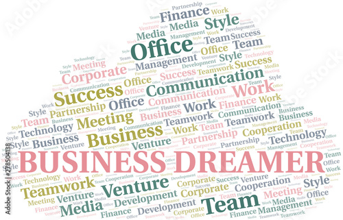 Business Dreamer word cloud. Collage made with text only.