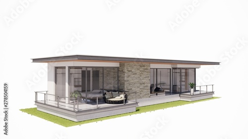 d modern home 2 bedroom 1 toilet with H beam structure with 3d interior design