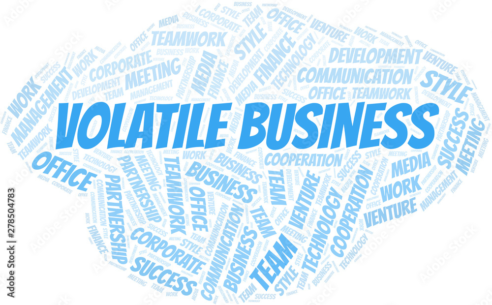 Volatile Business word cloud. Collage made with text only. Volatile Business word cloud. Collage made with text only.