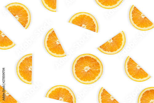 Fruit pattern of orange slices isolated on white background