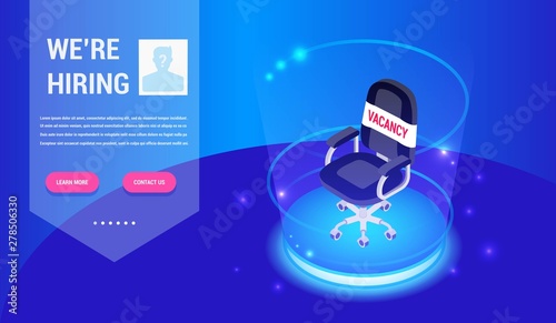 Wallpaper Mural Isometric hiring, recruitment agency. Web site page concept. Landing. Template, banner, advertising, presentation. Open job vacancy. Online job interview. Torontodigital.ca