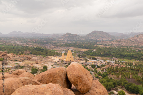 Aerial View of Virupaksha or Pampapati temple and Whole Hampi  Karnataka  India