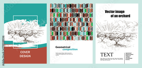 Template layout design with cover page. Agricultural brochure design.