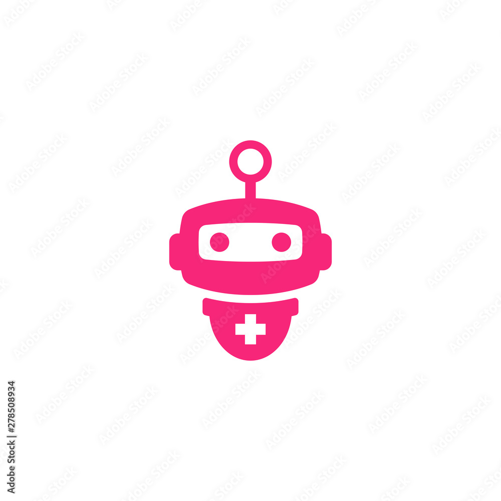 Obraz premium Red Robot Technology Machine Character Android Isolated Logo Vector