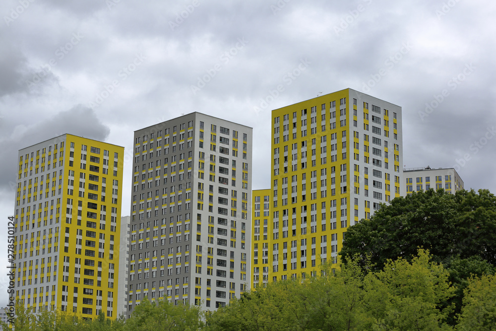 Modern multi-storey residential buildings within the city limits. Moscow, Russia