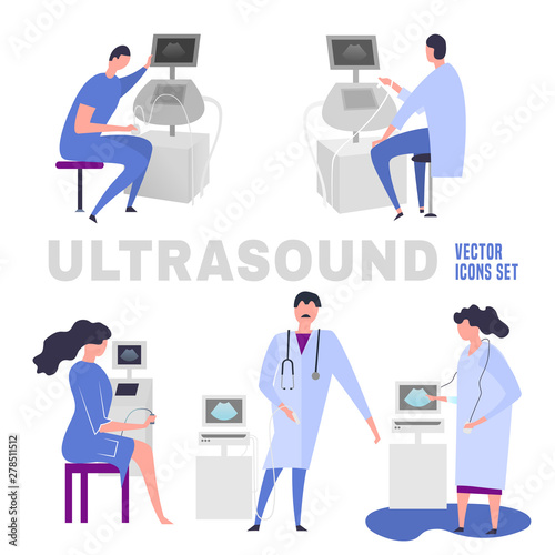 Flat ultrasound icons set