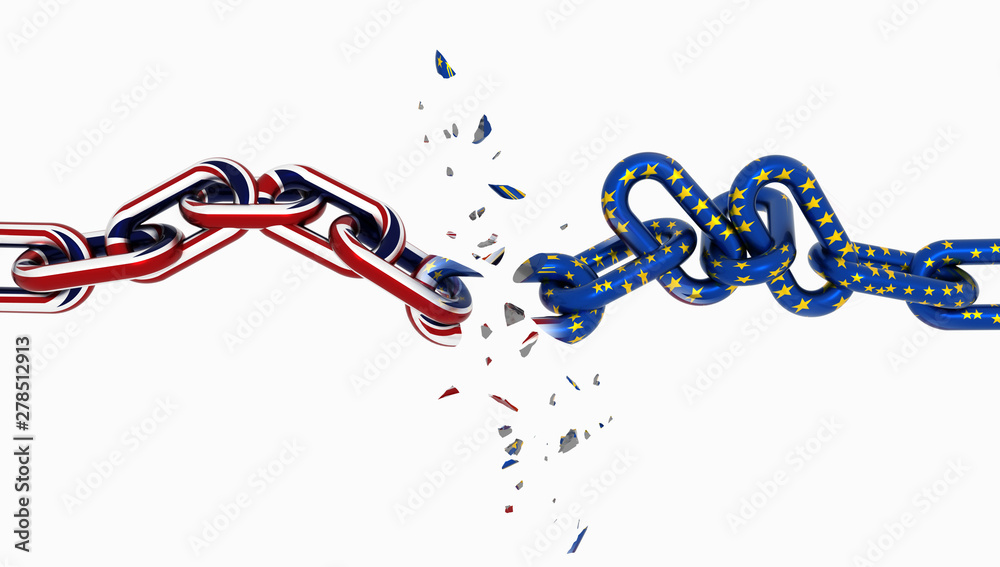 brexit european union england chain break breaking - 3d rendeering brexit european union england chain break breaking - 3d rendeering