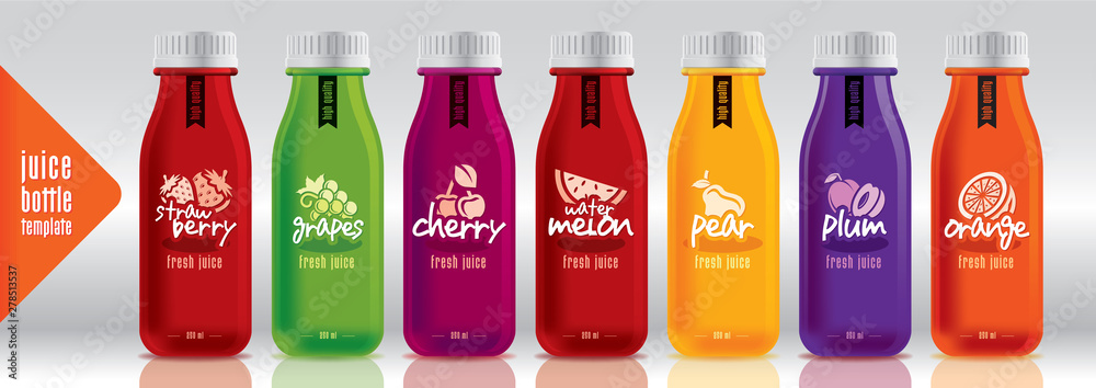 Ready design vector juice, fruit bottle set