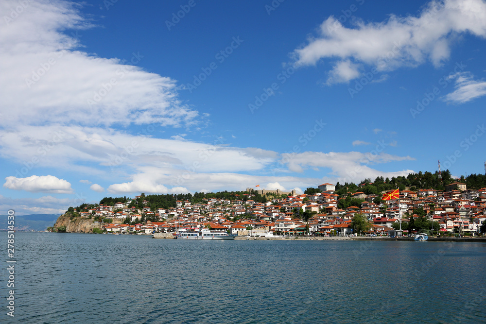 Ohrid city and lake landscape Macedonia