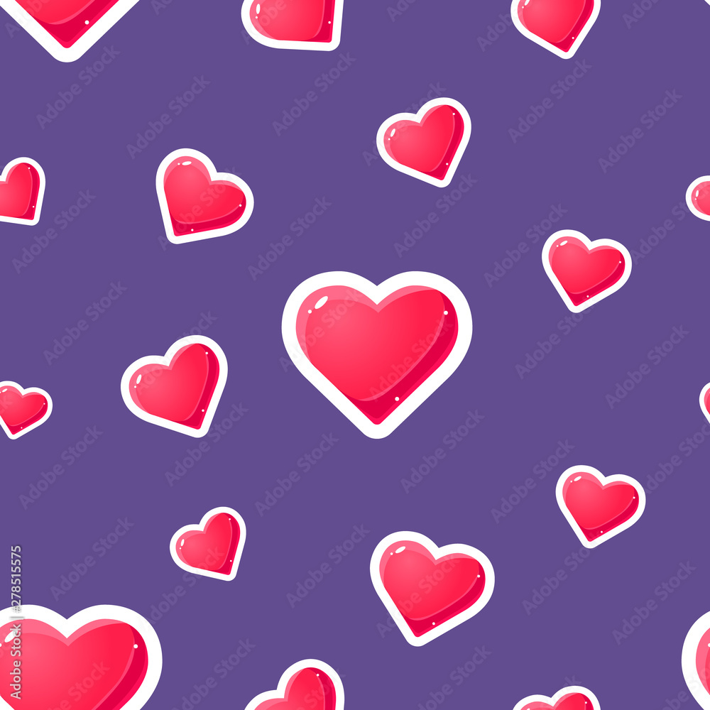 Romantic Seamless Pattern with Hearts, Design Element Can Be Used for Fabric, Wallpaper, Packaging Vector Illustration