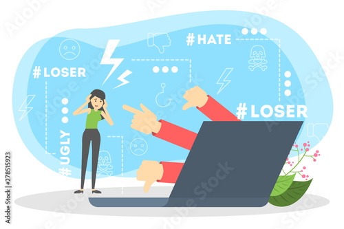 Cyberbullying concept. Idea of harassment in the internet