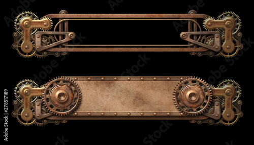 Steampunk aged copper banners photo