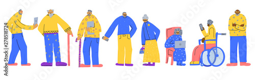 Group of old people isolated. Vector illustration.