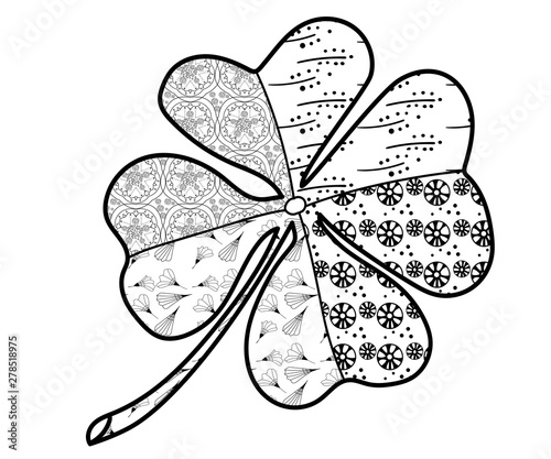 Clover good luck for coloring. Beautiful pattern. - Vector.