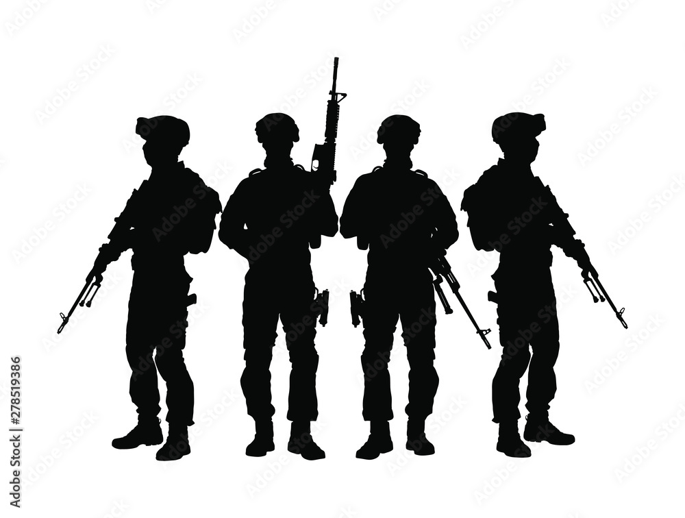 Army soldiers with sniper rifle on duty vector silhouette (Memorial day,  Veteran's day, 4th of July,