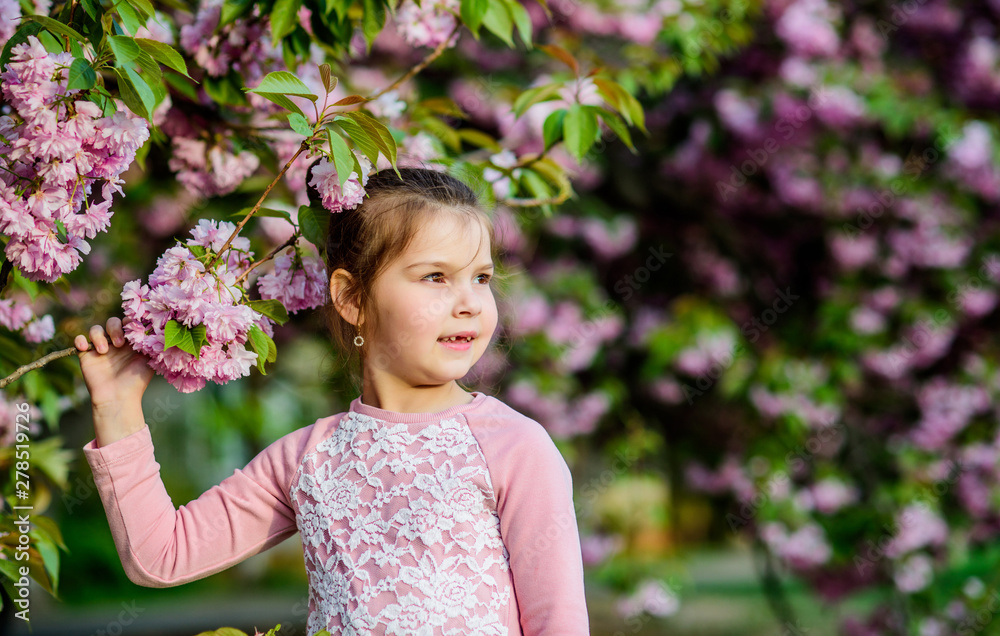 New Life. happy girl in cherry flower. Sakura tree blooming. small girl child in spring flower bloom. skincare spa. Natural cosmetics for skin. blossom smell, allergy. summer. Childhood beauty New Life. happy girl in cherry flower. Sakura tree blooming. small girl child in spring flower bloom. skincare spa. Natural cosmetics for skin. blossom smell, allergy. summer. Childhood beauty