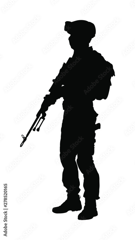 Army soldier with sniper rifle on duty vector silhouette (Memorial day ...